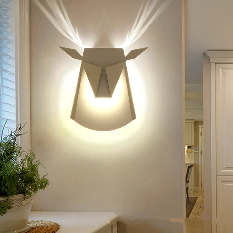 Afralia™ Nordic Metal Deer Wall Lamp LED Minimalist Designer Replica Lighting