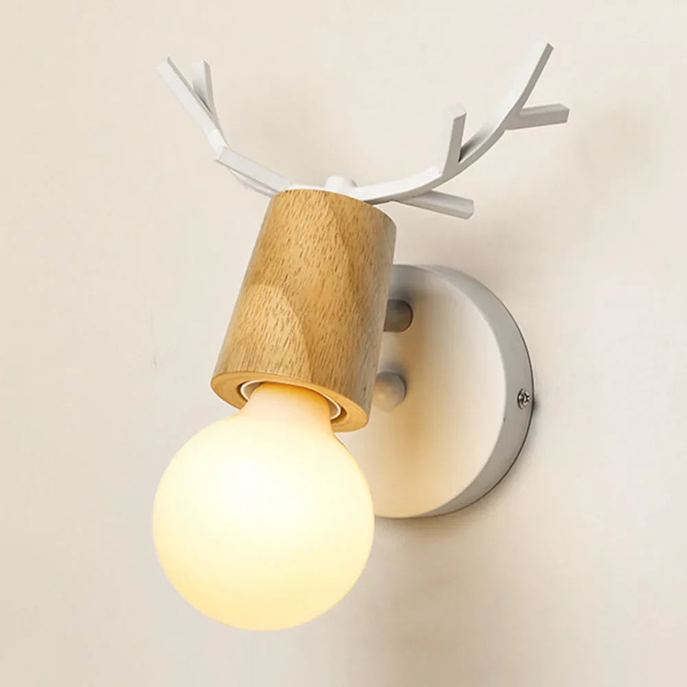 Afralia™ Modern Nordic Wood Wall Lights Bedroom Lamp Black White LED Sconce Lighting