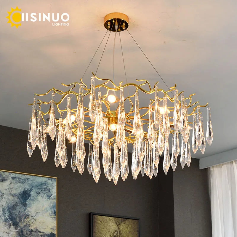 Afralia™ LED Crystal Chandelier: Luxury Home Decoration Living Room Hanging Lamp