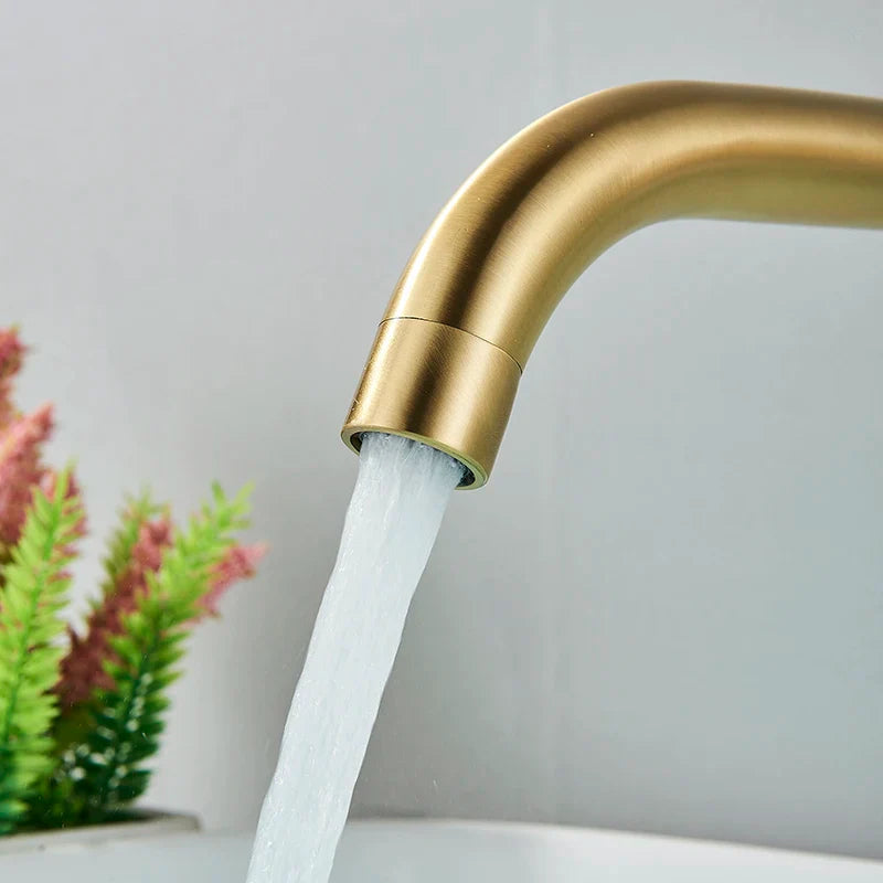 Afralia™ Brushed Gold/Black Wall Mounted Bathroom Basin Faucet - Hot/Cold Water Mixer