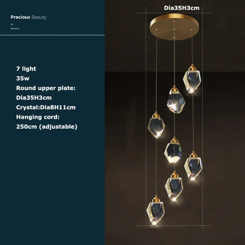Afralia™ Crystal Stone Copper Chandelier - LED Postmodern 2025 Lighting for Staircase