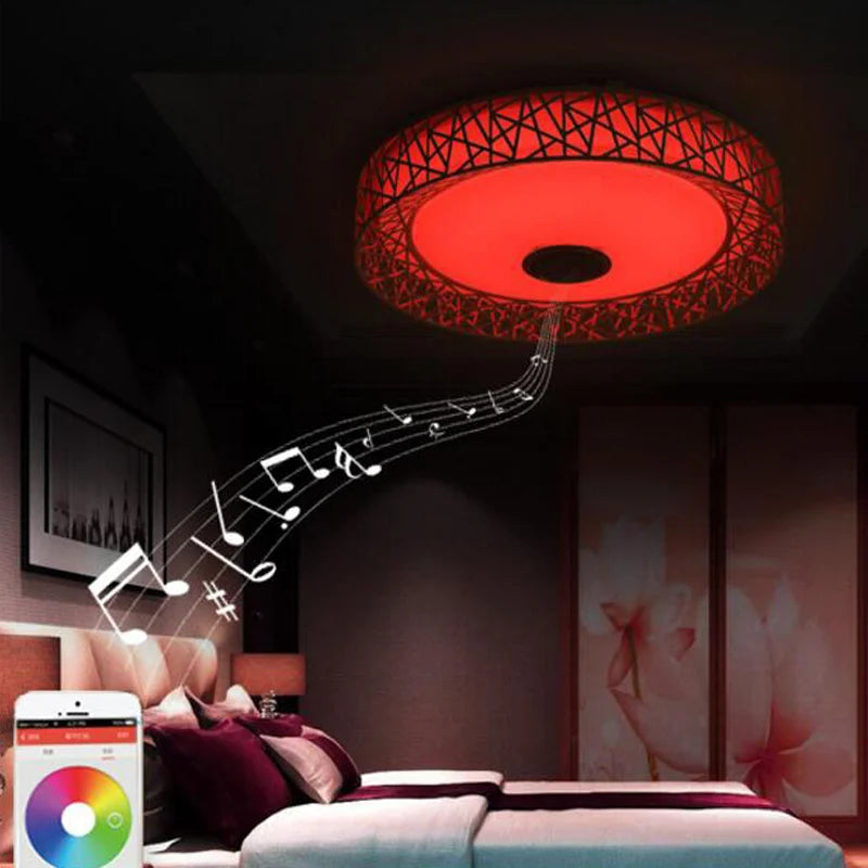Afralia™ Bluetooth Speaker Ceiling Light 36W | Bedroom Music Party Lamp with Remote Control