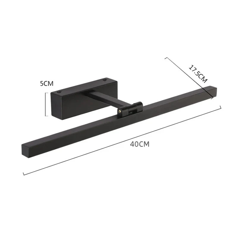 Afralia™ Modern Nordic White Mirror Wall Lamp 9W 40CM Black Waterproof Decorative Light