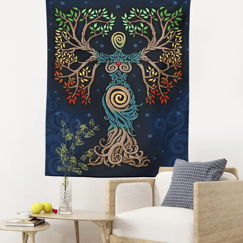 Afralia™ Tarot Mysterious Tree of Life Wall Decor Tapestry Art Dorm Room