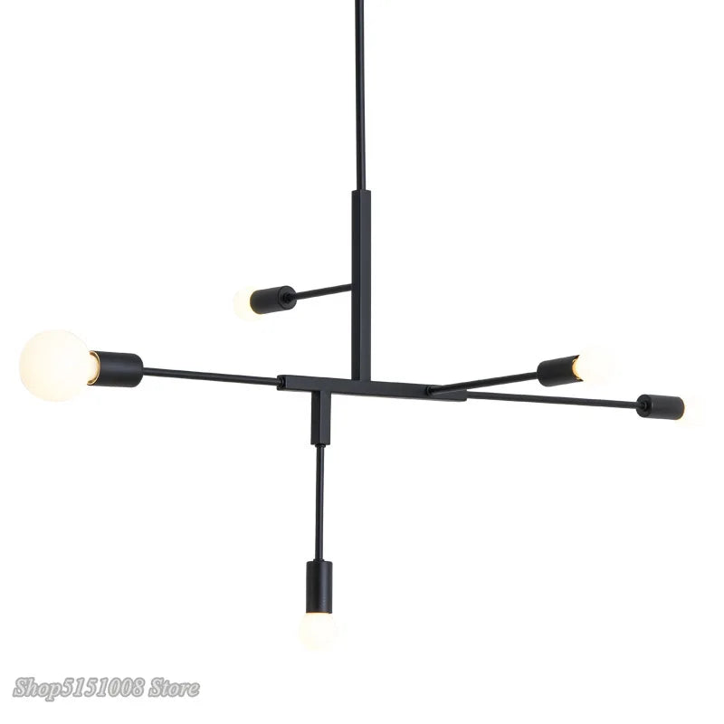 Afralia™ Cross Style 5-Head Pendant Light in Gold and Black Finish for Modern Home Decor