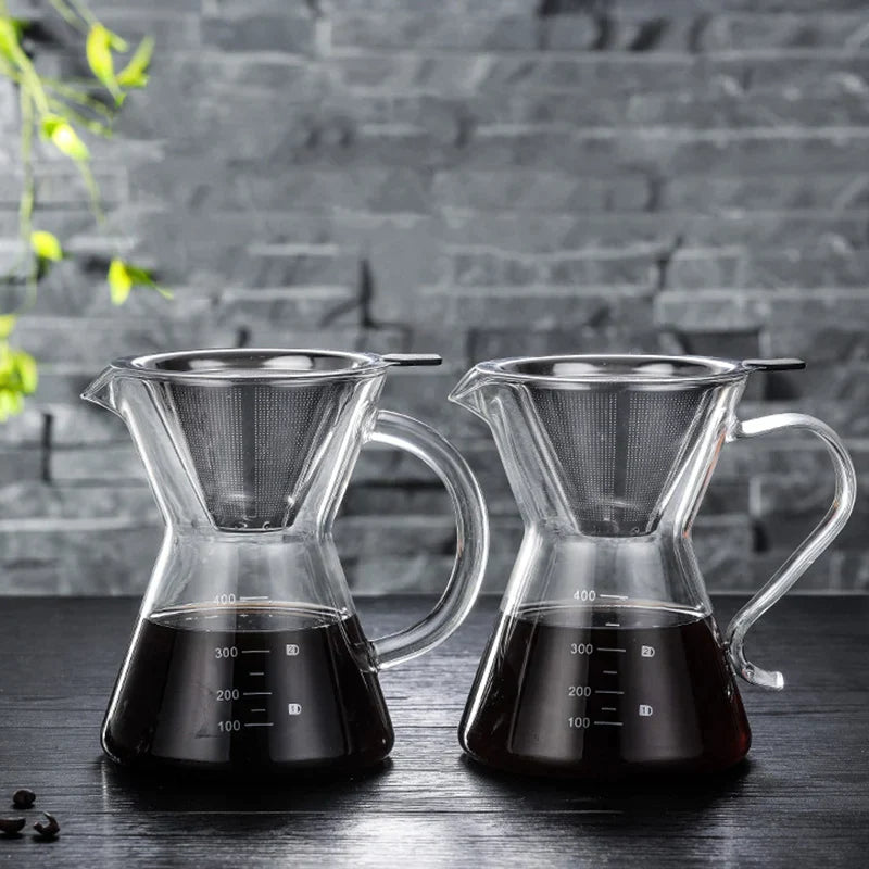Afralia™ Glass Coffee Pot with Stainless Steel Filter Byzic™