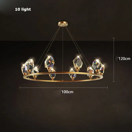 Afralia™ Crystal Copper Round Chandelier: Elegant LED Suspension Lamp for Dinning Room