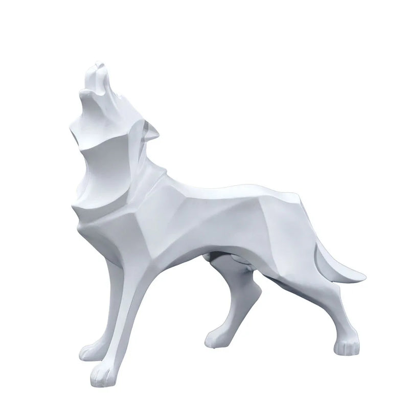 Afralia™ Geometric Wolf Statue Resin Abstract Animal Figurine Home Office Decor Sculpture