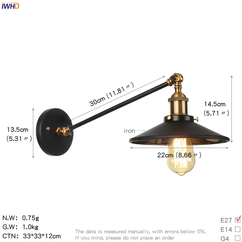 Afralia™ Vintage Industrial Wall Light Sconce LED Retro Bedroom Stair Loft Up Down Lamp