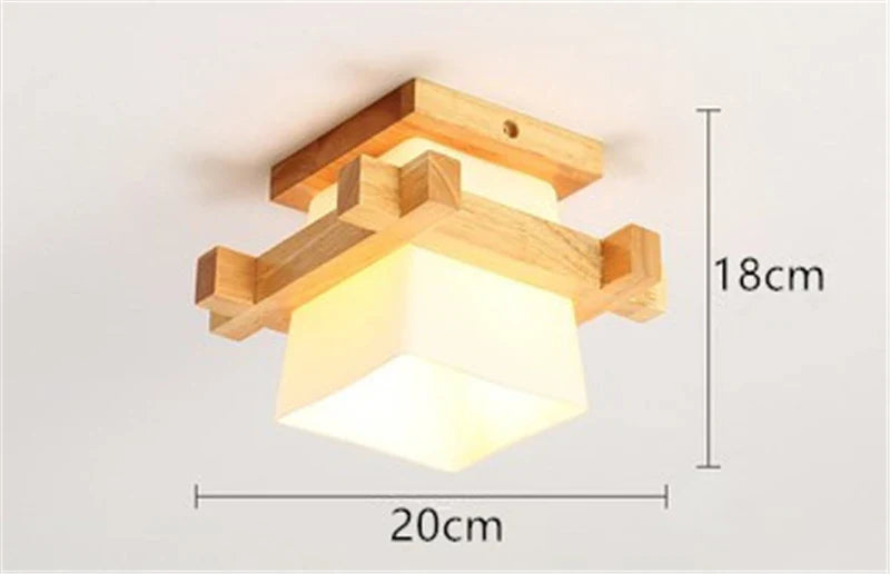 Afralia™ Wooden Glass Ceiling Light with E27 LED for Hallways, Balcony, and Porch Fixtures