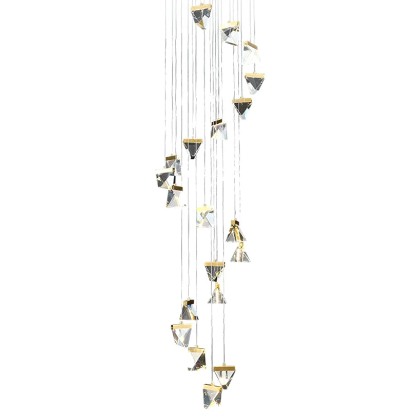 Afralia™ Crystal Square Rhombic LED Chandelier for Duplex Villa Living Room & Restaurant