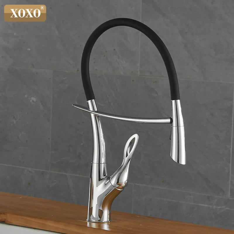 Afralia™ Brushed Nickel Kitchen Faucet Pull Down Single Handle 360° Rotation