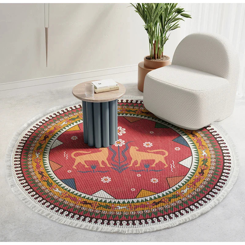 Afralia™ Bohemian Ethnic Round Area Rug for Bedroom and Balcony Floor – Christmas New Year Gift