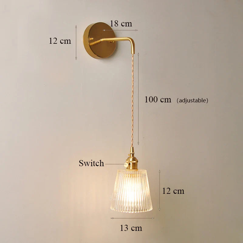 Afralia™ Glass Wall Sconce Lamp for Bedroom, Modern Led Bedside Light E27 Fixtures