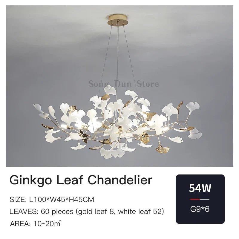 Afralia™ Ginkgo Leaf Decor Chandelier - Nordic Fine Flower Art Light for Living Room