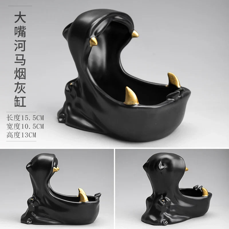 Afralia™ Hippo Head Ceramic Ashtray – Modern Decor Gift