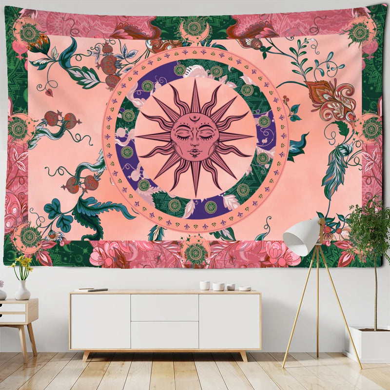 Afralia™ Mysterious Hippie Flower Vine Wall Hanging Tapestry Bohemian Witchcraft Decor