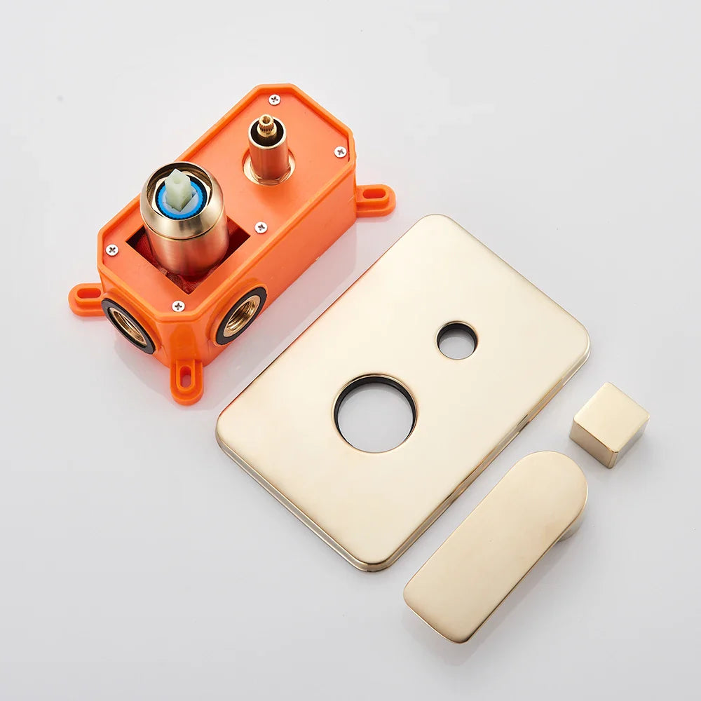 Afralia™ Golden 8" Rainfall Shower Faucet Set with Handshower - Wall Mounted Luxury Mixer Tap