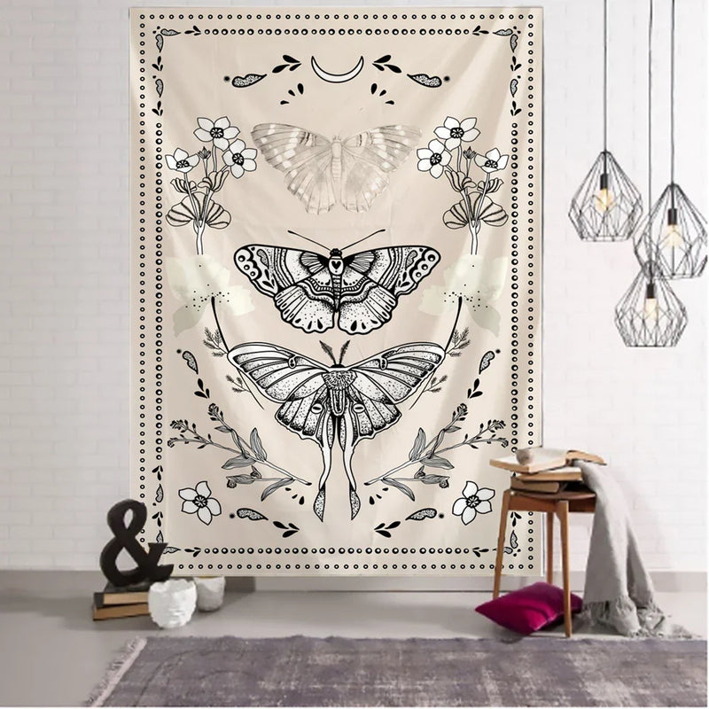 Psychedelic Butterfly Tarot Tapestry for Bohemian Witchcraft Decor by Afralia™