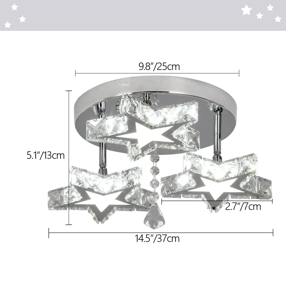 Afralia™ Crystal Stars LED Pendant Chandelier for Modern Living Dining Room Decor