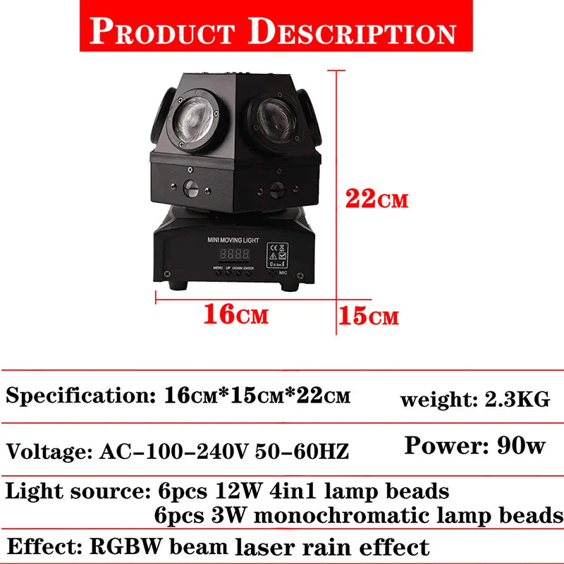 Afralia™ 60W Moving Head Strobe Beam Laser Light Projector DJ Disco Lights