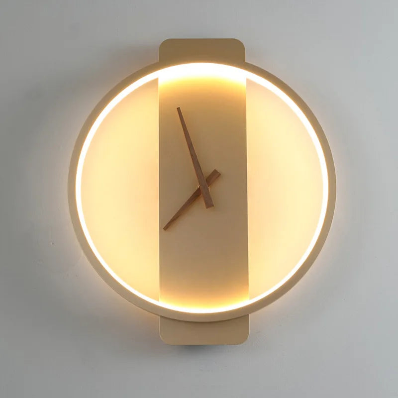 Afralia™ LED Wall Lamp Wall Clock Modern Design Nordic Luxury Simple For Hotel Bedside