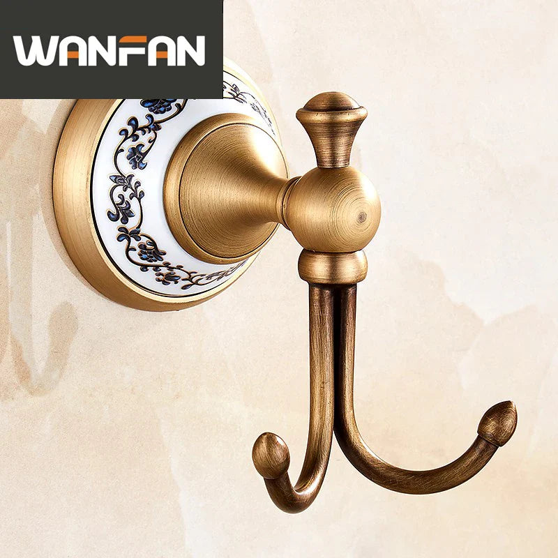 Afralia™ Antique Bronze Ceramic Robe Hook Wall Mounted Coat Hook Bathroom Accessories