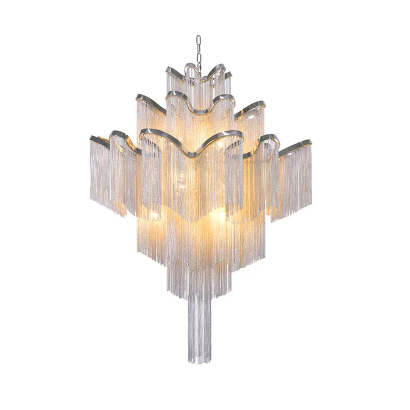 Afralia™ Tassel Chain LED Pendant Light - Luxury Stair Chandelier