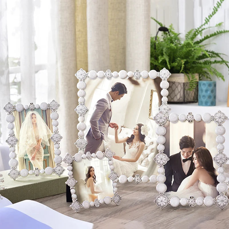 Afralia™ Retro Metal Gem Photo Frame: Handmade Wedding Desktop Decor for Picture Display