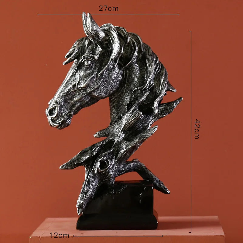 Afralia™ Country Resin Horsehead Figurine: Creative Animal Statue for Modern Home & Office Decor