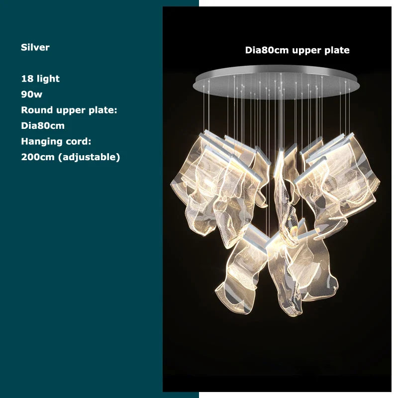 Afralia™ Golden Love Paper Chandelier: Postmodern LED Designer Lighting for Foyer