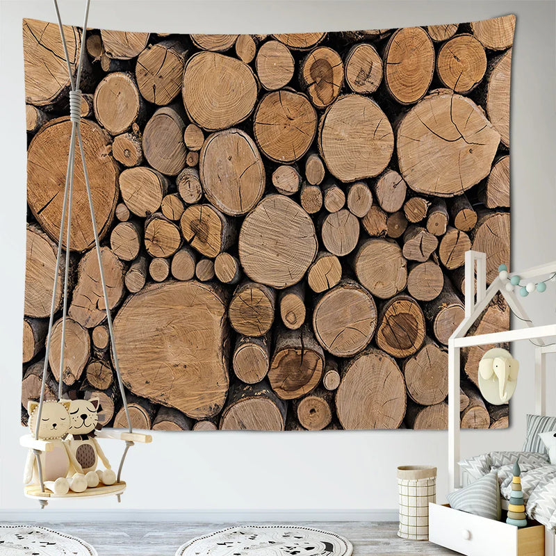 Afralia™ Wood Plank Texture Pattern Tapestry | Big Art Wall Hanging for Home Decor