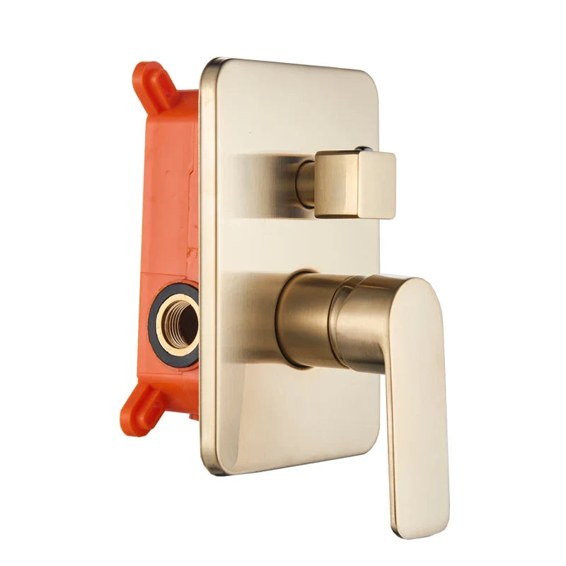 Afralia™ Brushed Gold Shower Mixer: Wall Mount Rainfall Head, Hand Shower, Rotate Tub Spout