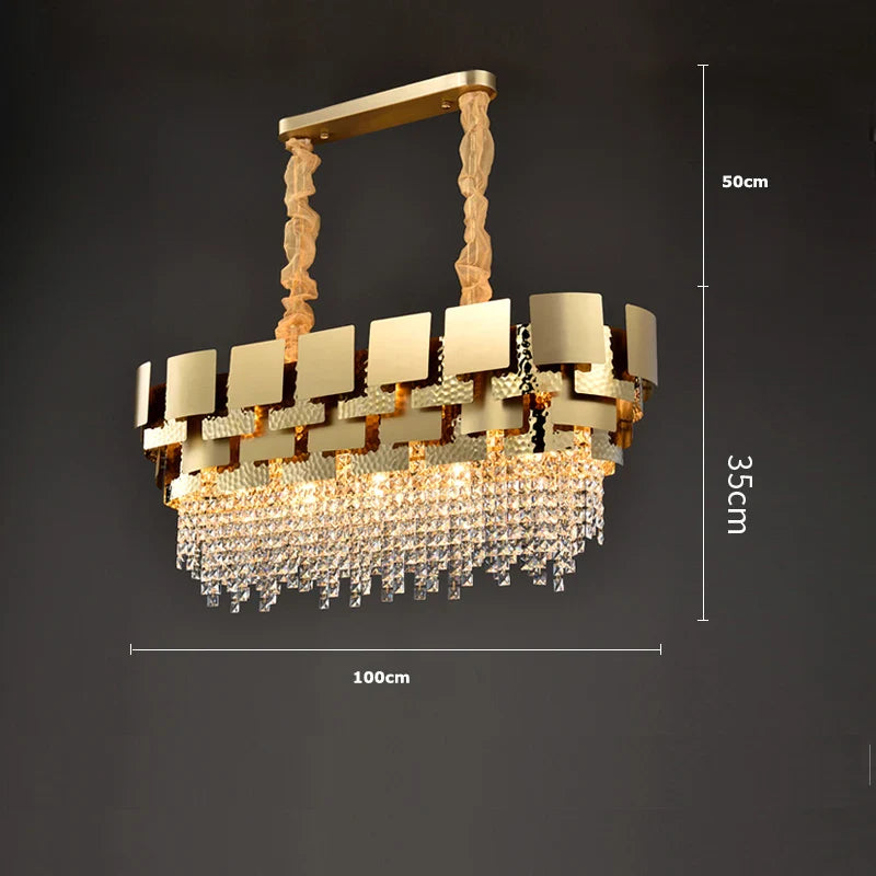 Afralia™ Postmodern Crystal Pendant Light - Golden Stainless Steel Suspension Lamp