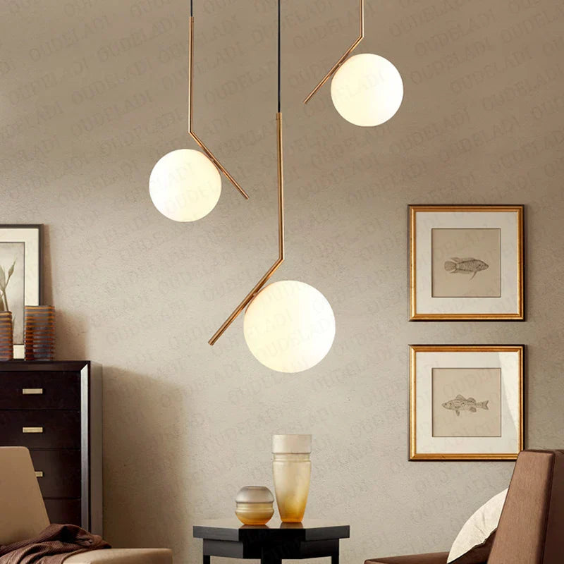 Afralia™ Glass Ball Pendant Lampshade - High Quality Milky Glass Ball Design