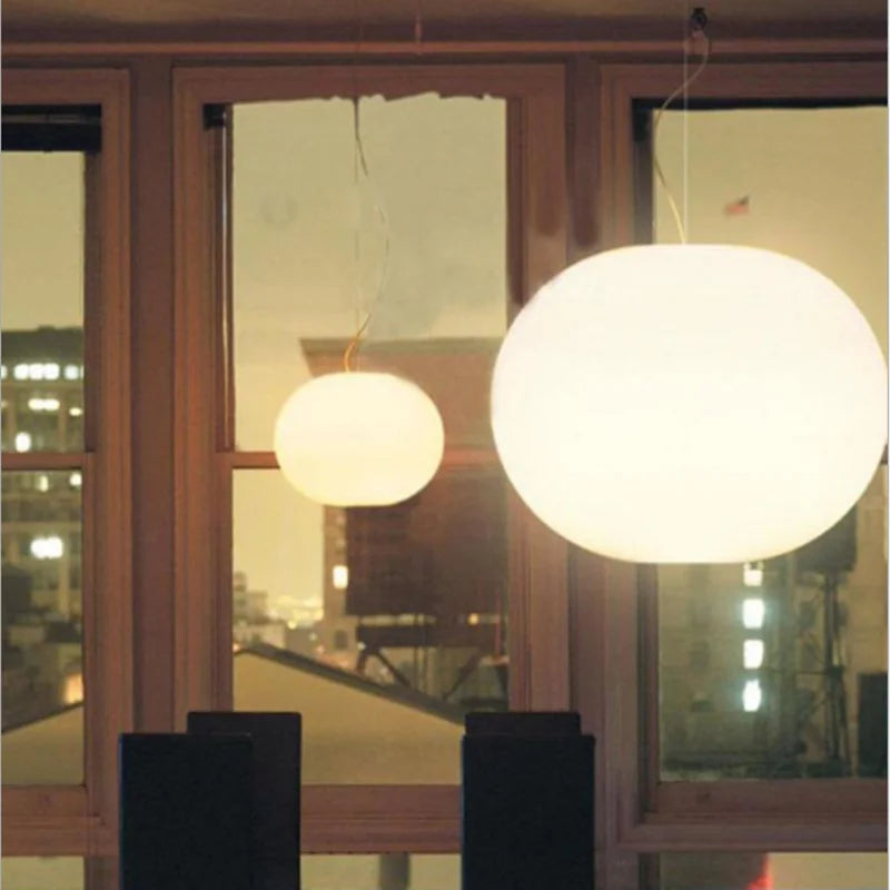 Afralia™ Milky Oval Glass Ball Chandelier Pendant Lamp for Shop Bar Cafe Restaurant