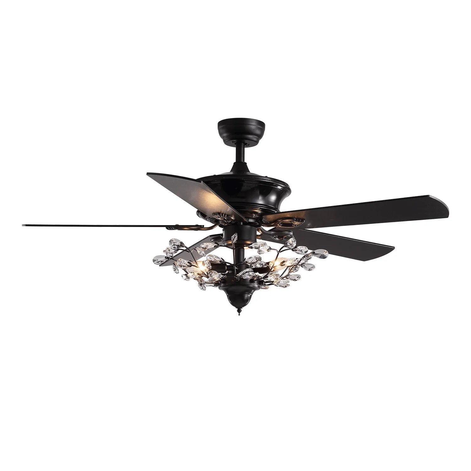 Afralia™ 52" Luxury Crystal Ceiling Fan with Lights, Remote Control, DC Motor Wood Fan