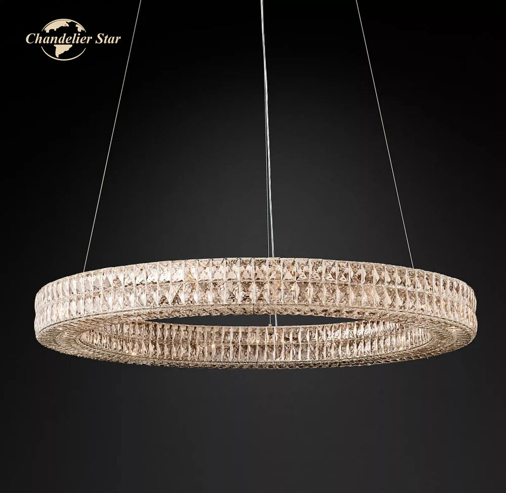 Afralia™ LED Halo Crystal Chandelier for Bedroom Living Dining Room Decor