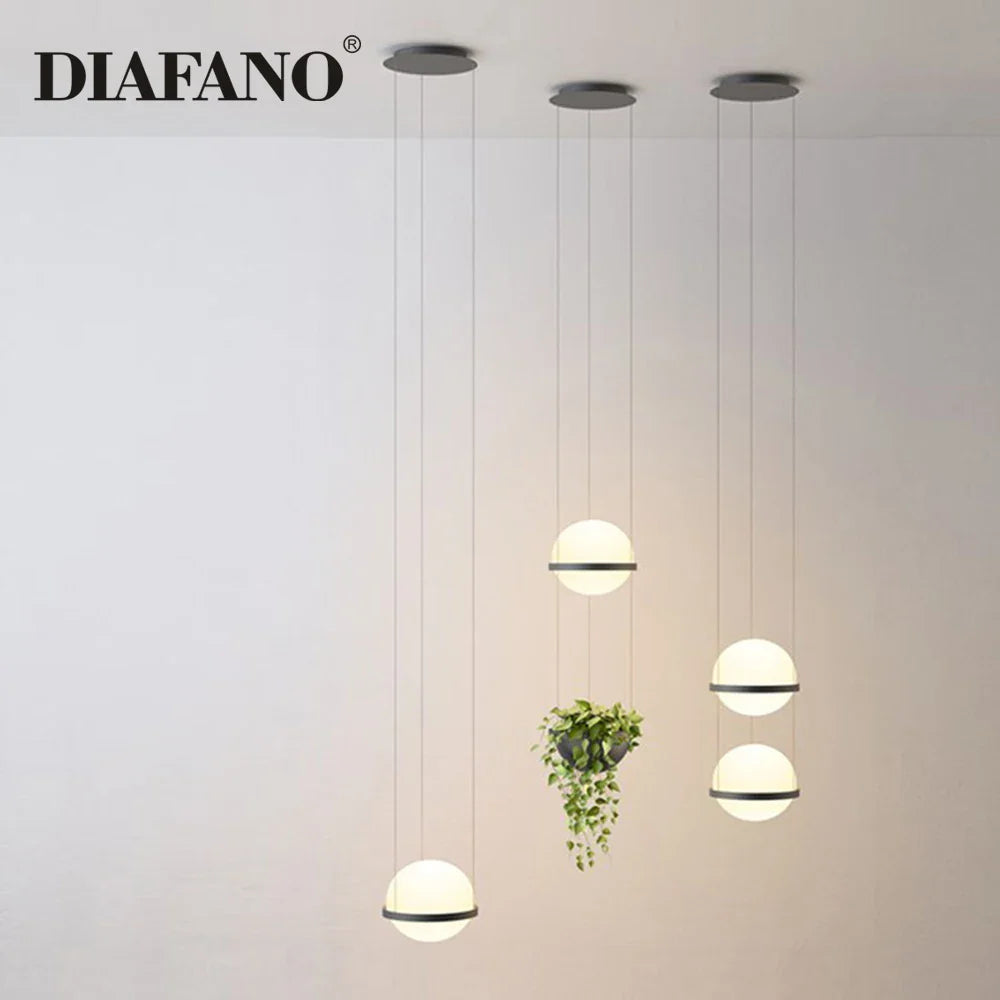 Afralia™ Modern Plant Pendant Lights Nordic DIY Hanging Lamp Flower Pot Dining Room Fixtures