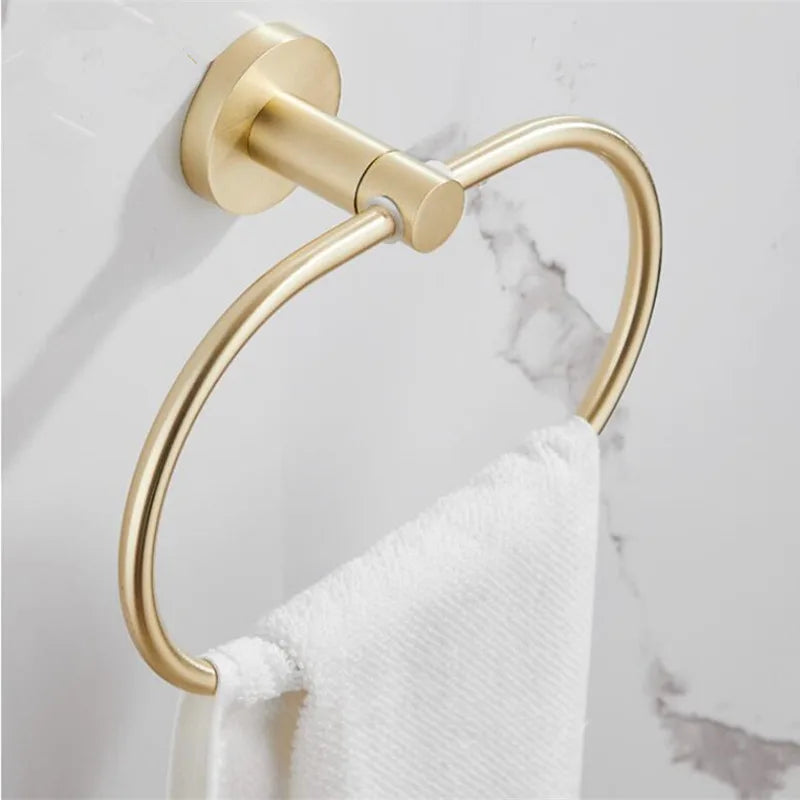 Afralia™ Brushed Gold Bathroom Hardware Set for Bath Accessories and Organization.