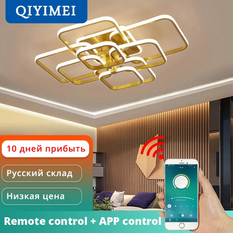 Afralia™ Modern LED Square Circle Rings Ceiling Lights for Home Living Room Bedroom