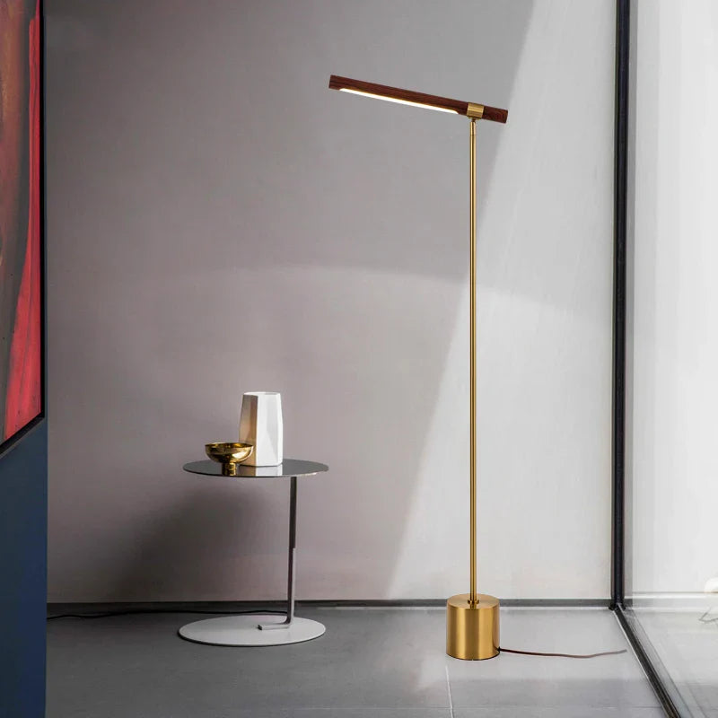 Afralia™ Linear Wood LED Floor Lamp | Modern Minimalist Designer Vertical Loft Floor Light