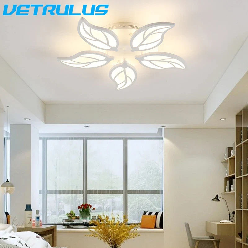 Afralia™ Modern Leaf Design Ceiling Chandelier & Wall Lamps Set