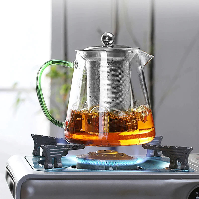 Afralia™ Glass Teapot 550ml: Heat-resistant, Direct Fire Heating, Strainer Filter, Coffee Pot