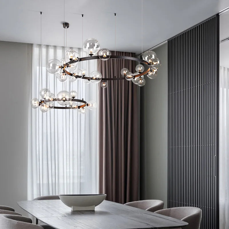 Afralia™ Branching Bubbles Chandelier in Black and Gold for Modern Dining Room