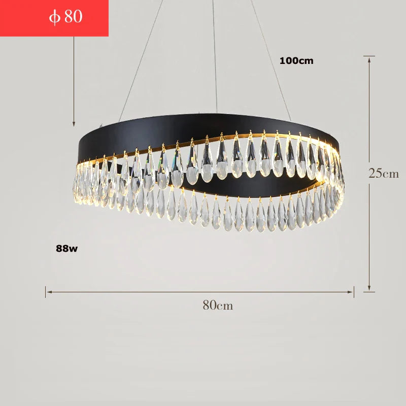 Afralia™ Golden Crystal Stainless Steel Chandelier for Dining Room