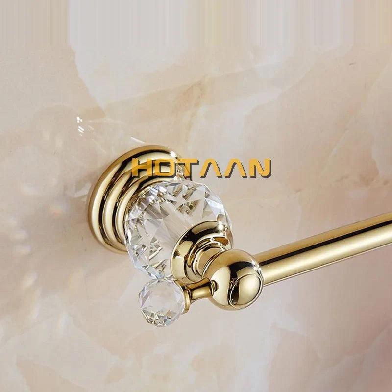 Afralia™ Golden Crystal Single Towel Bar - Stainless Steel Bathroom Rack