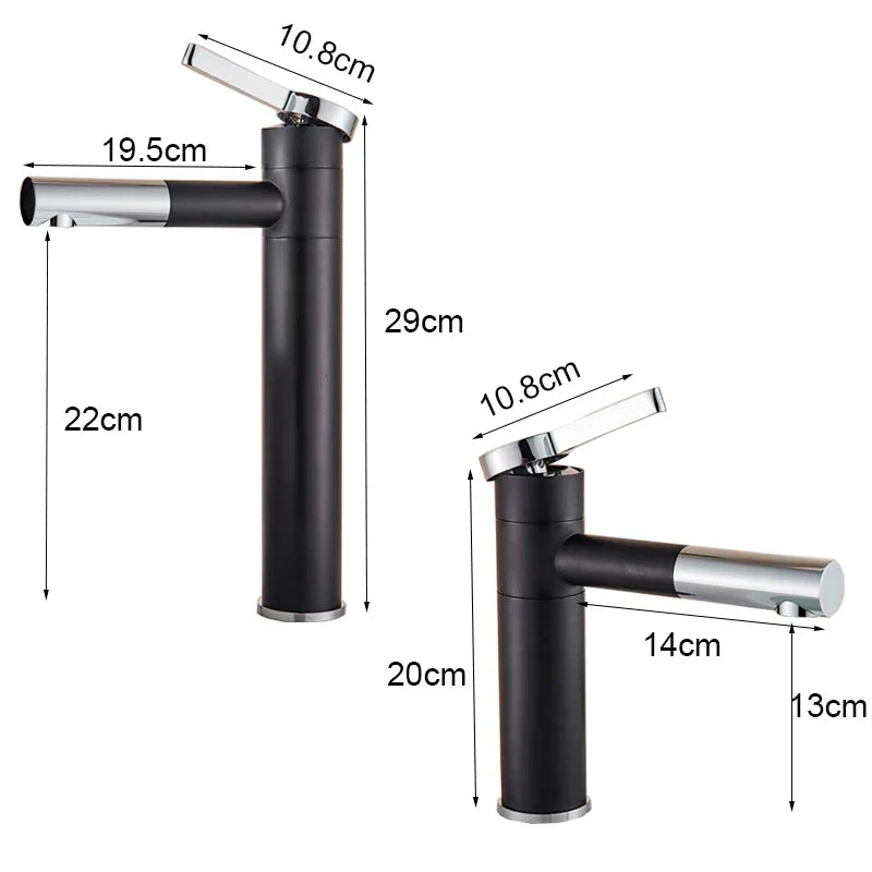 Afralia™ Chrome Black Basin Faucet Swivel Spout Bathroom Mixer Hot Cold Tap