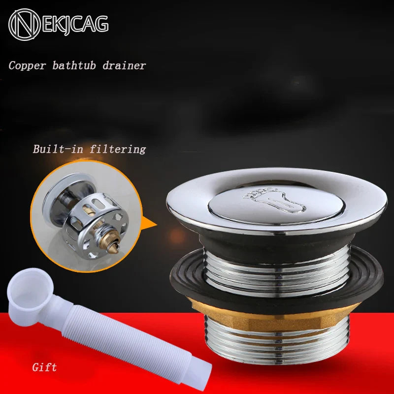 Afralia™ Copper Tub Tub Pop-Up Core Foot Drainer Valve Drain Pipe Fittings