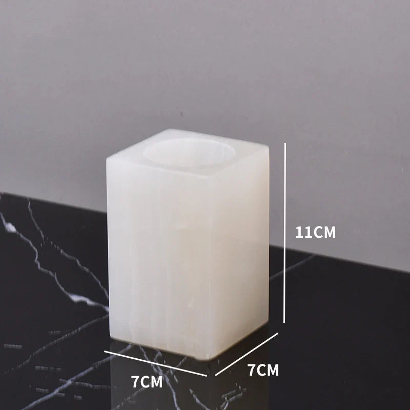 Afralia™ White Onyx Marble Bathroom Set Luxury Bathroom Accessories